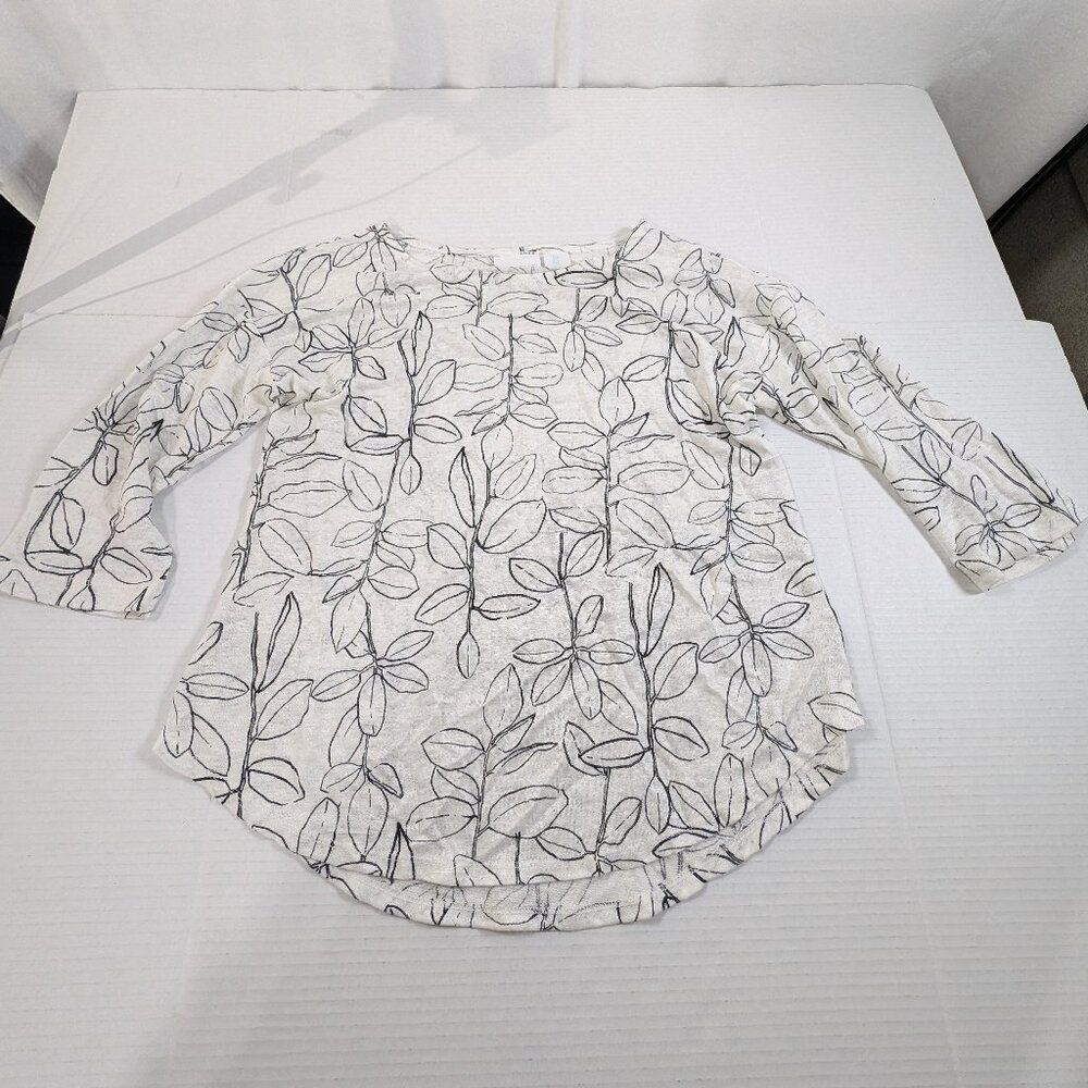 Cynthia Rowley Women's Small 100% Linen 3/4 Sleeve Pullover Shirt Floral